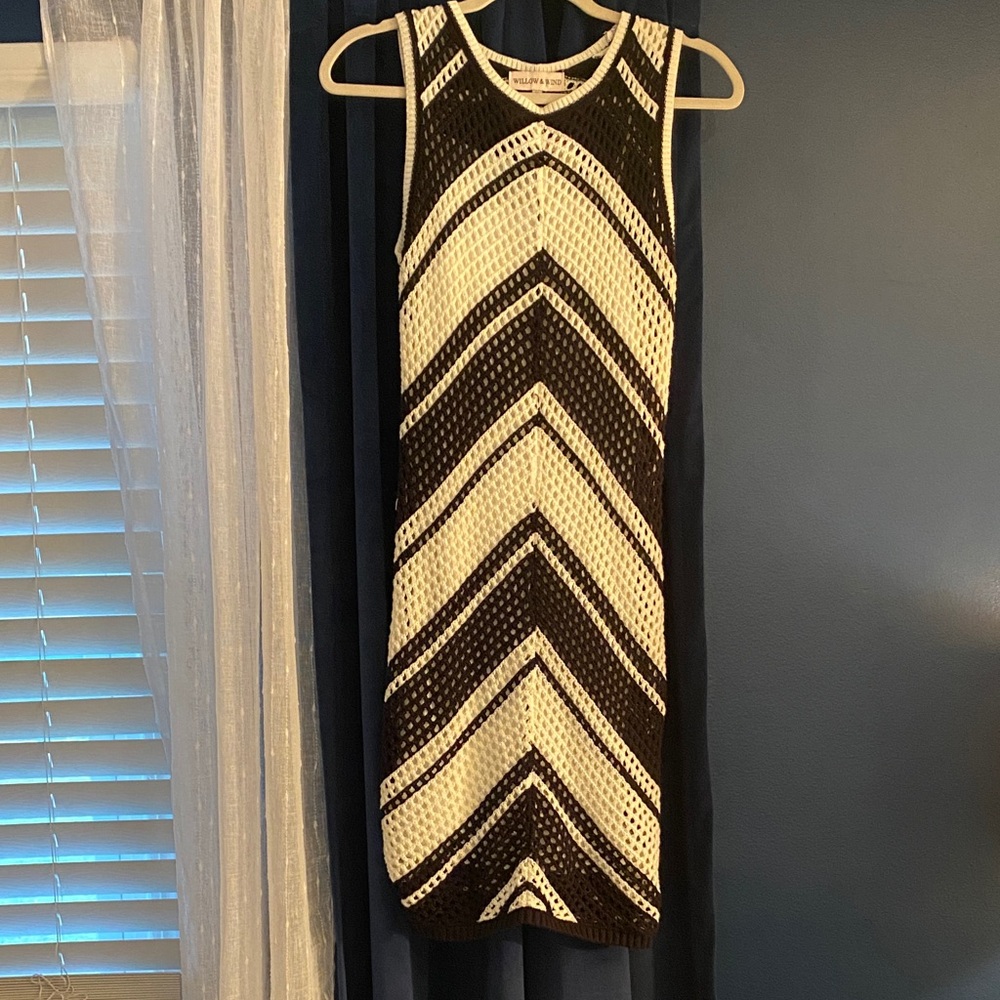 Crochet Black White Boho Sleeveless Dress